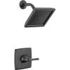 imageDelta Faucet Geist 14 Series Black Shower Faucet Shower Trim Kit with SingleSpray Matte Black Shower Head Shower Faucet Set Complete Matte Black 142864BL Valve IncludedMatte Black
