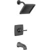 imageDelta Faucet Geist 14 Series Tub and Shower Trim Kit Black Shower Faucet with SingleSpray Matte Black Shower Head Shower Faucet Set Complete Matte Black 144864BL Valve IncludedMatte Black