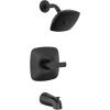 imageDelta Faucet Modern 14 Series Matte Black Shower Faucet Tub and Shower Trim Kit with SingleSpray TouchClean Black Shower Head Matte Black T144339BLPP Valve Not IncludedMatte Black