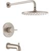 imageDelta Faucet Modern Raincan Round SingleFunction Tub and Shower Trim Kit Brushed Nickel Tub Faucet Set Rainfall Shower Head Spotshield Stainless T14469SPPP Valve Not Included