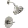 imageDelta Faucet Nicoli 14 Series SingleHandle Gold Shower Faucet Shower Trim Kit with 5Spray H2Okinetic Shower Head Champagne Bronze 142749CZ Shower Valve IncludedStainless