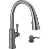 imageDelta Faucet Spargo Brushed Nickel Kitchen Faucet Kitchen Faucets with Pull Down Sprayer Kitchen Sink Faucet Faucet for Kitchen Sink Soap Dispenser SpotShield Stainless 19964ZSPSDDSTBlack Stainless