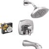 imageDelta Faucet Stryke 14 Series SingleFunction Tub and Shower Trim Kit Shower Faucet SingleSpray H2Okinetic Shower Head Matte Black T14476BL Valve Not IncludedChrome