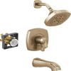 imageDelta Faucet Stryke 14 Series SingleFunction Tub and Shower Trim Kit Shower Faucet SingleSpray H2Okinetic Shower Head Matte Black T14476BL Valve Not IncludedChampagne Bronze