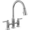 imageDelta Renaldi Matte Black Kitchen Faucet with Pull Down Sprayer Bridge 3 Hole Modern Kitchen Sink Faucet TwoHandle Matte Black 2384LBLDSTArtic Stainless