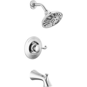 imageDelta 144897 Esato Monitor 14 Series Single Function Pressure Balanced Tub and Shower with 5 Setting Shower Head and Included RoughIn Valve  Matte BlackChrome