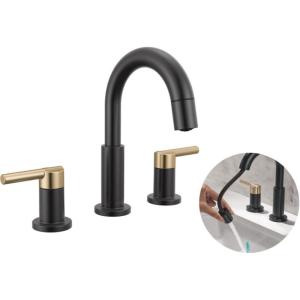 imageDelta 35749LFSS Nicoli Bathroom Faucet StainlessMatte Black  Champagne Bronze