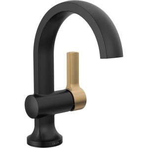 imageDelta Albion Matte BlackBrushed Gold Bathroom Faucet 1 Hole Single Hole Bathroom Sink Faucet for Vanity Metal PushPop Drain Assembly Matte BlackChampagne Bronze 15855LFGZMatte Black  Champagne Bronze
