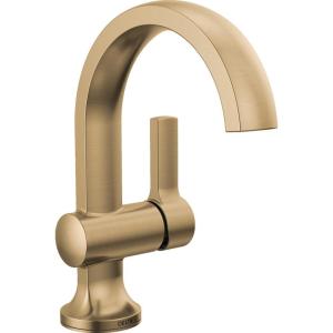 imageDelta Albion Matte BlackBrushed Gold Bathroom Faucet 1 Hole Single Hole Bathroom Sink Faucet for Vanity Metal PushPop Drain Assembly Matte BlackChampagne Bronze 15855LFGZChampagne Bronze