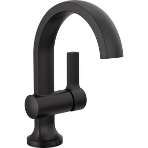 imageDelta Albion Matte BlackBrushed Gold Bathroom Faucet 1 Hole Single Hole Bathroom Sink Faucet for Vanity Metal PushPop Drain Assembly Matte BlackChampagne Bronze 15855LFGZMatte Black