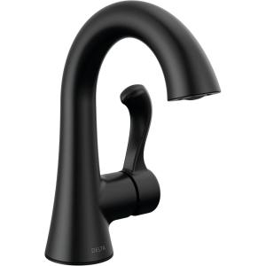 imageDelta Esato Matte Black Bathroom Faucet 1 Hole Single Hole Bathroom Sink Faucet for Vanity PushPop Drain Assembly Matte Black 15897LFBLMatte Black