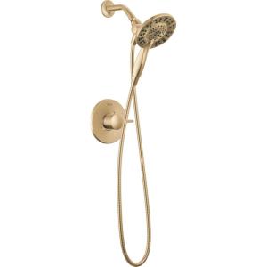 imageDelta Faucet Albion 14 Series SingleHandle Shower Faucet Gold Shower Trim Kit with 4Setting In2ition 2in1 Dual Hand Held Shower Head with Hose Champagne Bronze T142855CZI Valve Not IncludedChampagne Bronze