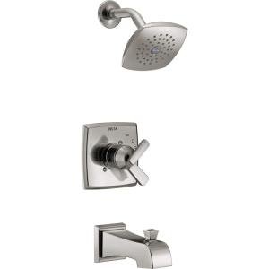 imageDelta Faucet Ashlyn 17 Series DualHandle Matte Black Shower Trim Kit Matte Black Shower Faucet with SingleSpray Black Shower Head Matte Black T17464BL Valve Not IncludedStainless