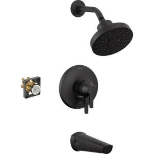 imageDelta Faucet Galeon 14 Series Matte Black Tub Shower Faucet Set with H2Okinetic Shower Head Shower Trim Kit Matte Black Shower Faucet Bathtub Faucet Set Matte Black T14472BL Valve Not IncludedMatte Black