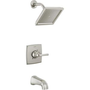 imageDelta Faucet Geist 14 Series Tub and Shower Trim Kit Black Shower Faucet with SingleSpray Matte Black Shower Head Shower Faucet Set Complete Matte Black 144864BL Valve IncludedSpotShield