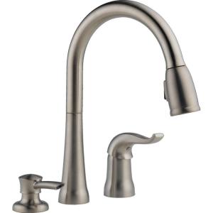 imageDelta Faucet Kate Pull Down Kitchen Faucet Brushed Nickel Kitchen Faucets with Pull Down Sprayer Kitchen Sink Faucet Faucet for Kitchen Sink Soap Dispenser Stainless 16970SSSDDSTStainless