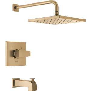 imageDelta Faucet Modern 14 Series Matte Black Shower Faucet Tub and Shower Trim Kit with SingleSpray TouchClean Black Shower Head Matte Black T14467BLPP Valve Not IncludedChampagne Bronze