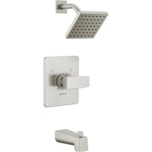 imageDelta Faucet Modern 14 Series Matte Black Shower Faucet Tub and Shower Trim Kit with SingleSpray TouchClean Black Shower Head Matte Black T14467BLPP Valve Not IncludedStainless