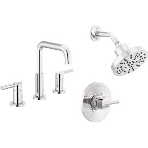 imageDelta Faucet Nicoli 14 Series SingleHandle Shower Faucet with 5Setting H2Okinetic Shower Head Nicoli Widespread Bathroom Sink Faucet 3Hole Champagne Bronze Shower Valve IncludedChrome