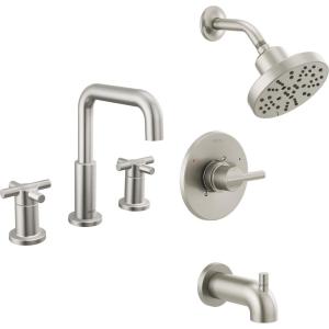imageDelta Faucet Nicoli 14 Series SingleHandle Tub and Shower Faucet with 5Setting H2Okinetic Shower Head Nicoli Widespread Bathroom Sink Faucet 3Hole Stainless Shower Valve Included