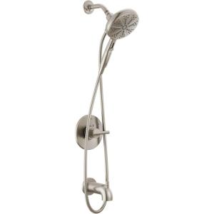 imageDelta Faucet Nicoli 14 Series SingleHandle Tub and Shower Trim Kit Brushed Nickel Shower Faucet with 6Spray Hand Held Shower Head Stainless 144749SSHS Shower Valve IncludedStainless