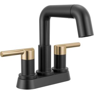 imageDelta Faucet Nicoli USpout 2Handle Bathroom Faucet Matte Black 3Hole Bathroom Sink Faucet Matte Black 25849LFBLMatte BlackChampagne Bronze