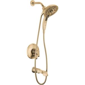imageDelta Faucet Tetra 17 Series DualFunction Gold Tub and Shower Faucet Set with In2ition 2in1 Shower Head with Handheld Spray Lumicoat Champagne Bronze T17489CZPR Valve Not IncludedChampagne Bronze