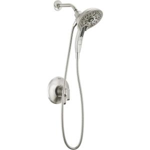 imageDelta Faucet Tetra 17 Series DualFunction Matte Black Shower Faucet Set with In2ition 2in1 Shower Head with Handheld Spray Black Shower Faucet Matte Black T17289BL Valve Not IncludedBrushed Nickel