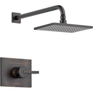 imageDelta Faucet Vero 14 Series SingleFunction Shower Trim Kit with SingleSpray TouchClean Rain Shower Head Champagne Bronze 20 GPM Water Flow T14253CZWE Valve Not IncludedVenetian Bronze