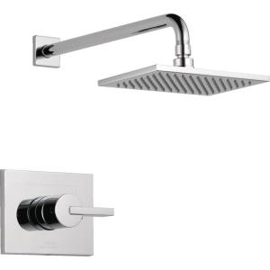 imageDelta Faucet Vero 14 Series SingleFunction Shower Trim Kit with SingleSpray TouchClean Rain Shower Head Champagne Bronze 20 GPM Water Flow T14253CZWE Valve Not IncludedChrome