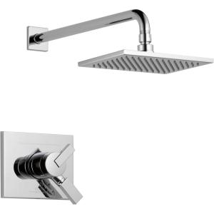 imageDelta Faucet Vero 17 Series DualFunction Shower Trim Kit with SingleSpray TouchClean Rain Shower Head Champagne Bronze 20 GPM Water Flow T17253CZWE Valve Not IncludedChrome