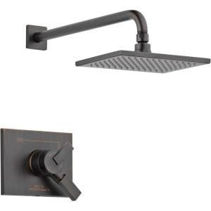imageDelta Faucet Vero 17 Series DualFunction Shower Trim Kit with SingleSpray TouchClean Rain Shower Head Champagne Bronze 20 GPM Water Flow T17253CZWE Valve Not IncludedVenetian Bronze