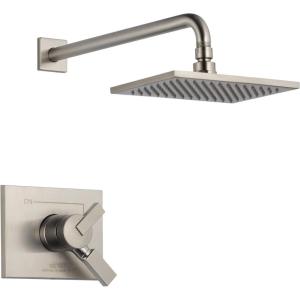 imageDelta Faucet Vero 17 Series DualFunction Shower Trim Kit with SingleSpray TouchClean Rain Shower Head Champagne Bronze 20 GPM Water Flow T17253CZWE Valve Not IncludedStainless