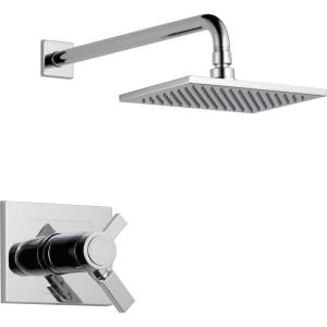 imageDelta Faucet Vero 17T Series DualFunction Shower Trim Kit with SingleSpray TouchClean Rain Shower Head Champagne Bronze T17T253CZ Valve Not IncludedChrome