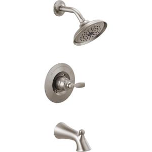 imageDelta Faucet Woodhurst 14 Series SingleHandle Tub and Shower Trim Kit Shower Faucet with SingleSpray TouchClean Shower Head Venetian Bronze T14432RB Valve Not IncludedStainless
