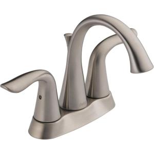 imageDelta Lahara Centerset Brushed Gold Bathroom Faucet 4 Inch 3 Hole Bathroom Sink Faucet for Vanity Metal PushPop Drain Assembly Champagne Bronze 2538CZMPUDSTStainless