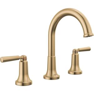 imageDelta Saylor Brushed Gold Bathroom Faucet 3 Hole 8 Inch Widespread Bathroom Sink Faucet for Vanity Metal PushPop Drain Assembly Champagne Bronze 3535CZMPUDSTChampagne Bronze