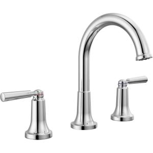 imageDelta Saylor Brushed Gold Bathroom Faucet 3 Hole 8 Inch Widespread Bathroom Sink Faucet for Vanity Metal PushPop Drain Assembly Champagne Bronze 3535CZMPUDSTChrome