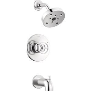 imageDelta Trinsic 14 Series SingleFunction H2Okinetic Bathtub and Shower Faucet Set Polished Nickel Shower Head and Handle Valve Trim Kit Polished Nickel T14459PN Valve Not IncludedChrome