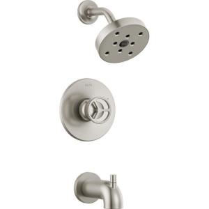 imageDelta Trinsic 14 Series SingleFunction H2Okinetic Bathtub and Shower Faucet Set Polished Nickel Shower Head and Handle Valve Trim Kit Polished Nickel T14459PN Valve Not IncludedStainless