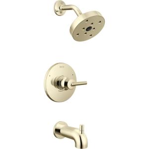 imageDelta Trinsic 14 Series SingleFunction H2Okinetic Bathtub and Shower Faucet Set Polished Nickel Shower Head and Handle Valve Trim Kit Polished Nickel T14459PN Valve Not IncludedPolished Nickel