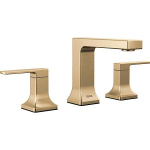 imageDelta Velum Matte Black Bathroom Faucet 3 Hole 8 Inch Widespread Bathroom Sink Faucet for Vanity Metal PushPop Drain Assembly Matte Black 3539LFBLMPUChampagne Bronze