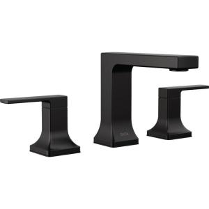 imageDelta Velum Matte Black Bathroom Faucet 3 Hole 8 Inch Widespread Bathroom Sink Faucet for Vanity Metal PushPop Drain Assembly Matte Black 3539LFBLMPUMatte Black