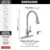 imageDelta Hazelwood Brushed Nickel Kitchen Faucet with Pull Down Sprayer and Soap Dispenser Modern Single Hole Kitchen Sink Faucet Single Handle Spotshield Stainless 19831ZSPSDDSTSpotshield Stainless