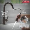 imageDelta Hazelwood Brushed Nickel Kitchen Faucet with Pull Down Sprayer and Soap Dispenser Modern Single Hole Kitchen Sink Faucet Single Handle Spotshield Stainless 19831ZSPSDDSTVenetian Bronze