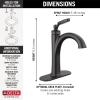 imageDelta Woodhurst Matte Black Bathroom Faucet 1 Hole Single Hole Bathroom Sink Faucet for Vanity Metal PushPop Drain Assembly Matte Black 532BLMPUDSTMatte Black