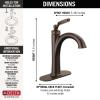 imageDelta Woodhurst Matte Black Bathroom Faucet 1 Hole Single Hole Bathroom Sink Faucet for Vanity Metal PushPop Drain Assembly Matte Black 532BLMPUDSTVenetian Bronze