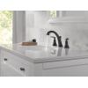 imageDelta Woodhurst Matte Black Bathroom Faucet 3 Hole 8 Inch Widespread Bathroom Sink Faucet for Vanity Metal PushPop Drain Assembly Matte Black 3532LFBLMPUMatte Black