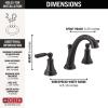 imageDelta Woodhurst Matte Black Bathroom Faucet 3 Hole 8 Inch Widespread Bathroom Sink Faucet for Vanity Metal PushPop Drain Assembly Matte Black 3532LFBLMPUMatte Black