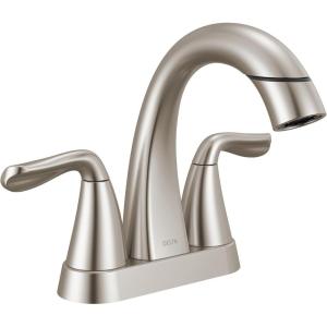 imageDelta Faucet Arvo Gold Bathroom Faucet Centerset Bathroom Faucet Gold Bathroom Sink Faucet Drain Assembly Included Champagne Bronze 25840LFCZSpotShield Brushed Nickel